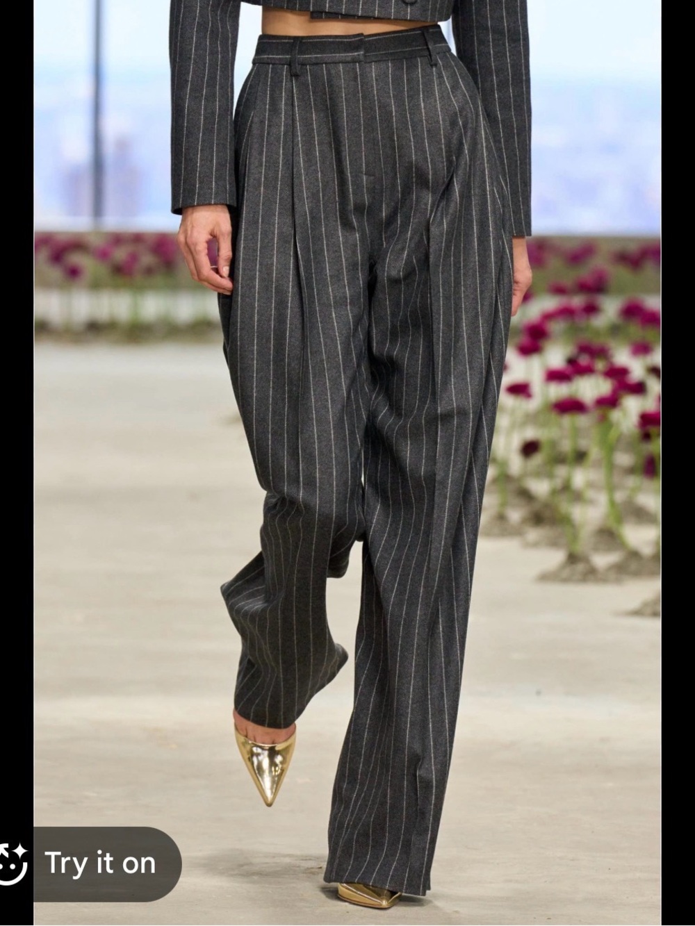 Carolina Herrera pinstripe wide-leg pants size 10